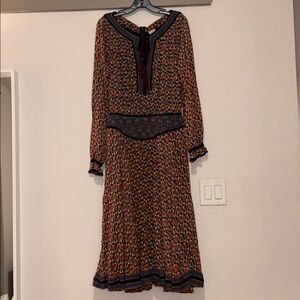 Talitha Rosa Banded Waist Georgette Midi Dress 100% Silk SZ S EUC